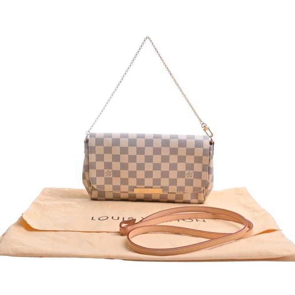 Louis Vuitton Damier Azure Favorite MM Chain Shoulder Bag White - Picture 3 of 6